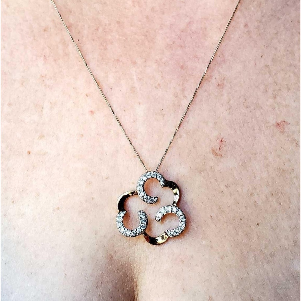 3 horseshoe pendant, zircon, silver, 14k plated